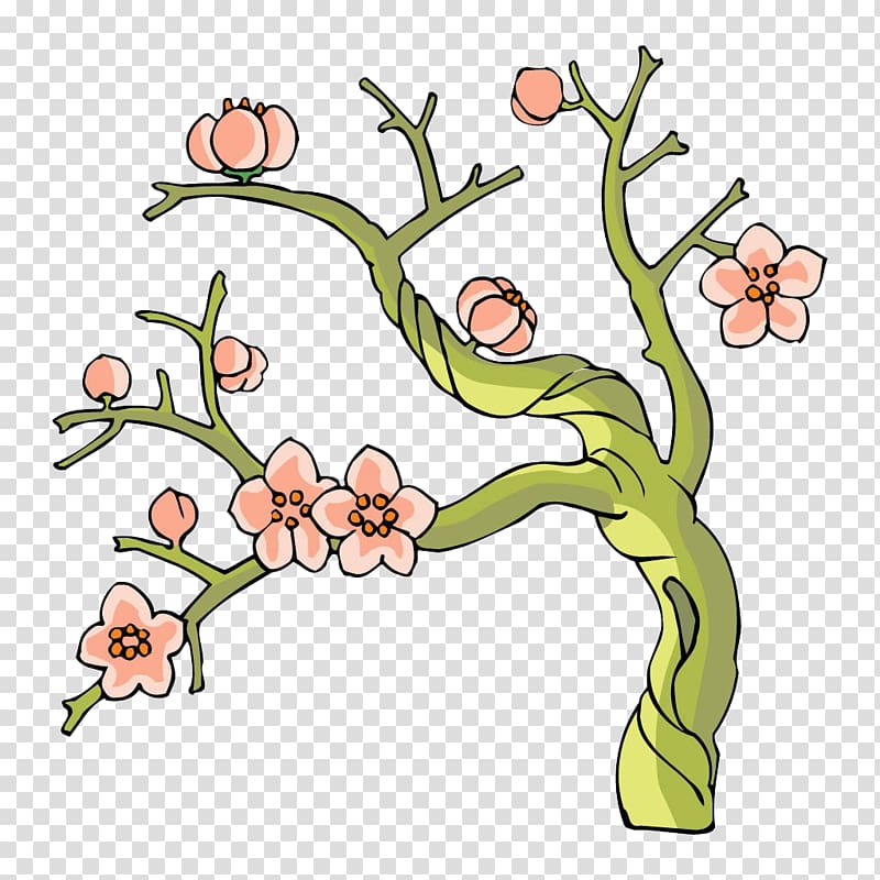 Painting Art, Plum flower transparent background PNG clipart