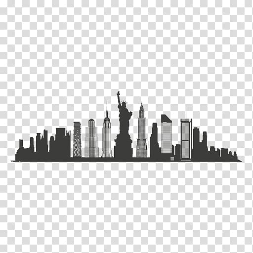 building illustration, New York City Skyline Silhouette, city silhouette transparent background PNG clipart