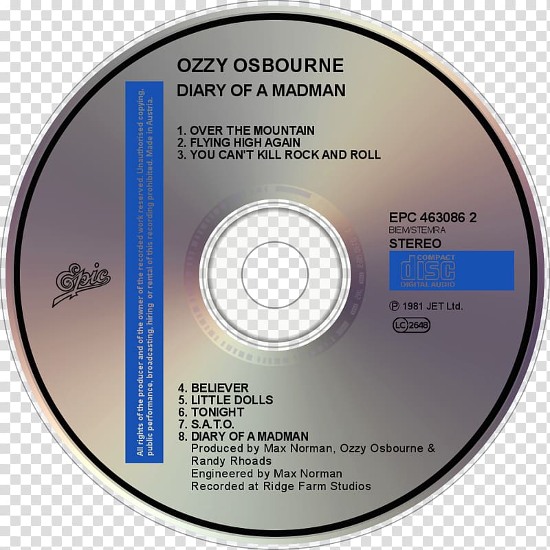 Compact disc Big Innings: The Best of The Outfield Playlist: The Very Best of The Outfield Voices of Babylon, Ozzy Osbourne transparent background PNG clipart