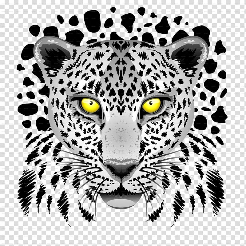 white animal illustration, Snow leopard Tiger Felidae Black panther, leopard transparent background PNG clipart