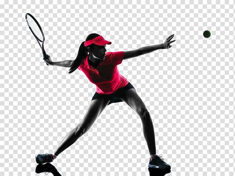 Tennis player Silhouette Woman, Tennis player backlit transparent background PNG clipart