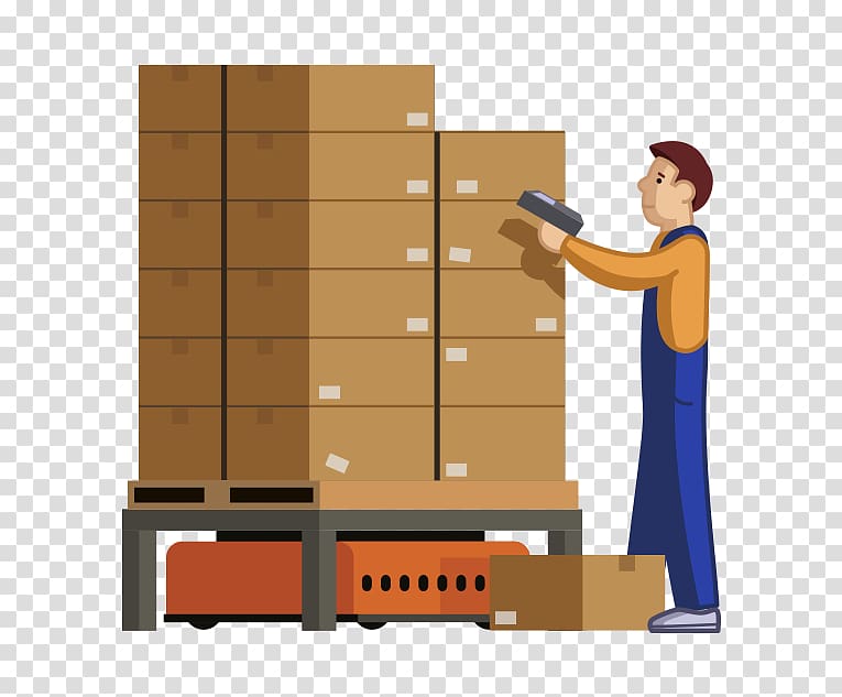 man scanning boxes illustration, Ergonomics in the Warehouse Warehouse management system Inventory, warehouse transparent background PNG clipart