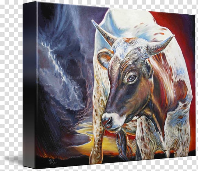 Painting Cattle Gallery wrap Canvas Art, purple rain transparent background PNG clipart