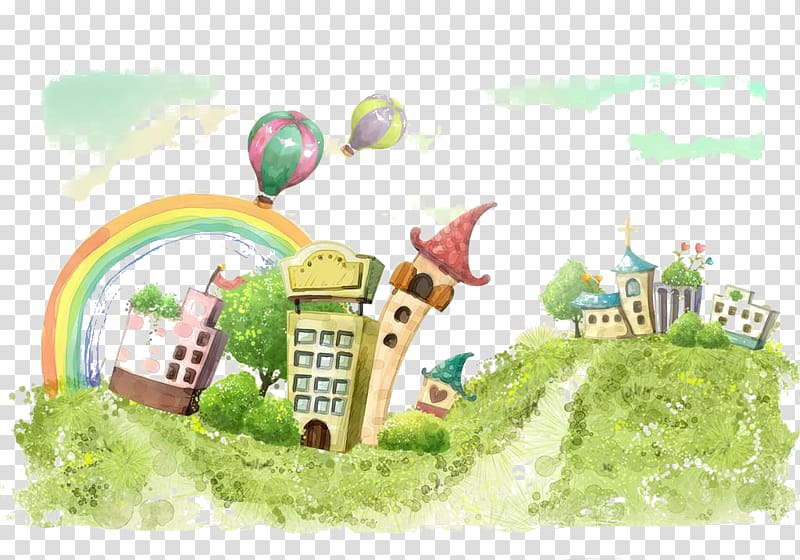 Digital painting Watercolor painting Drawing, Hand-painted fairy tale scene transparent background PNG clipart