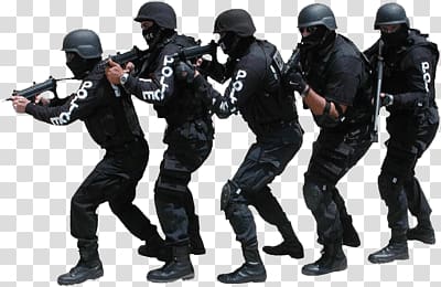five male SWAT officers, Swat Team transparent background PNG clipart