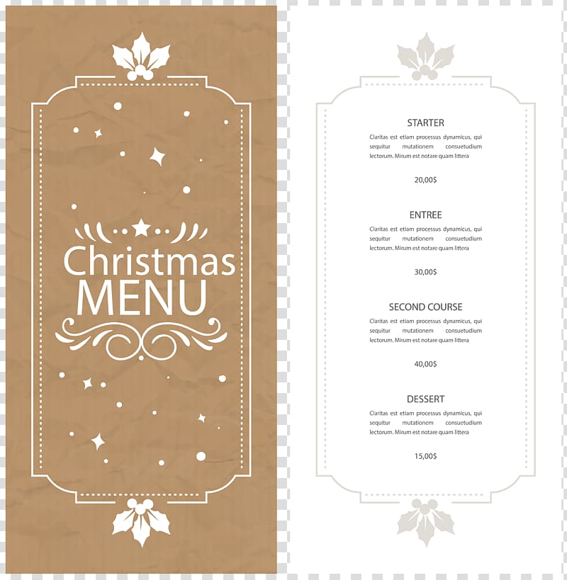 Menu Restaurant Christmas Food, Christmas menu transparent background PNG clipart