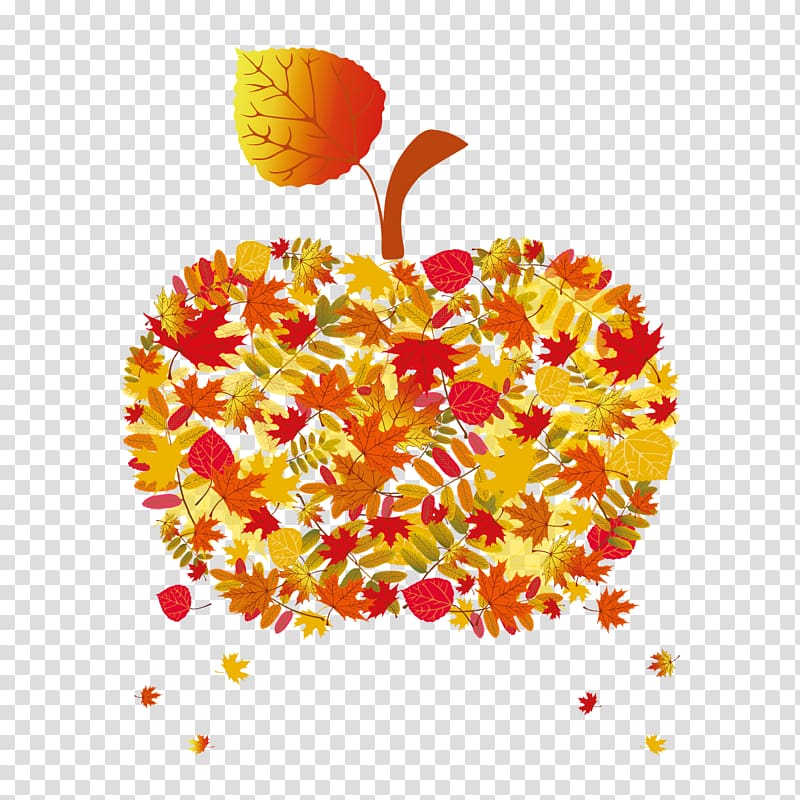 Autumn , Apple leaf pattern transparent background PNG clipart