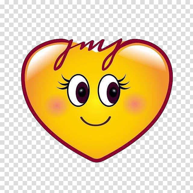 yellow heart illustration, Emoji Heart Smiley Sticker, Smile love transparent background PNG clipart