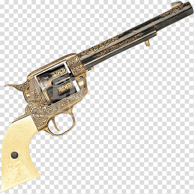 Revolver Firearm Gun Weapon Colt Single Action Army, engraved transparent background PNG clipart