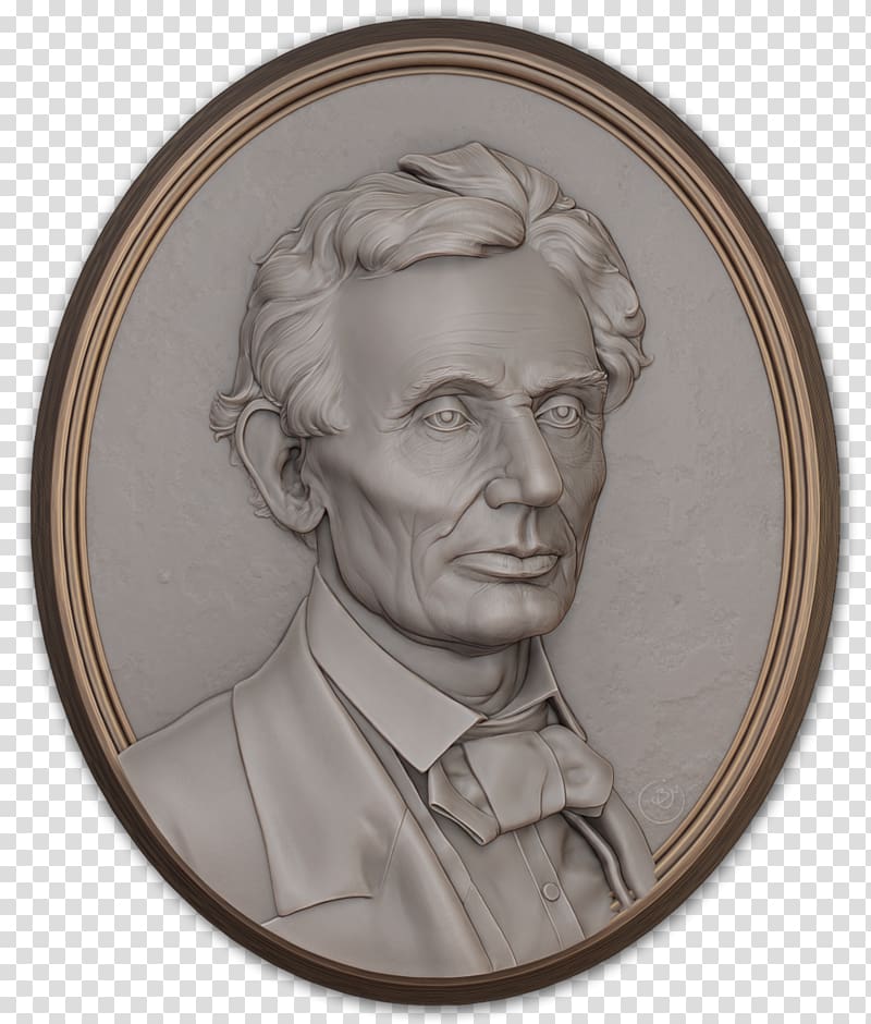 Abraham Lincoln Portrait Sculpture Relief Digital sculpting, lincoln memorial transparent background PNG clipart