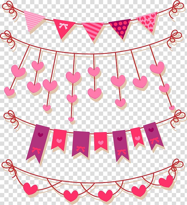pink pennant flag , Valentines Day Greeting card Dia dos Namorados Euclidean , Valentine banner pull flag material transparent background PNG clipart