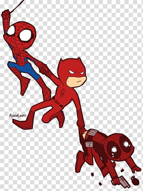 chibi deadpool and spiderman