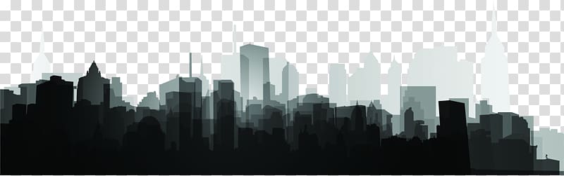 Black and white Skyline Silhouette Skyscraper, City Silhouette transparent background PNG clipart