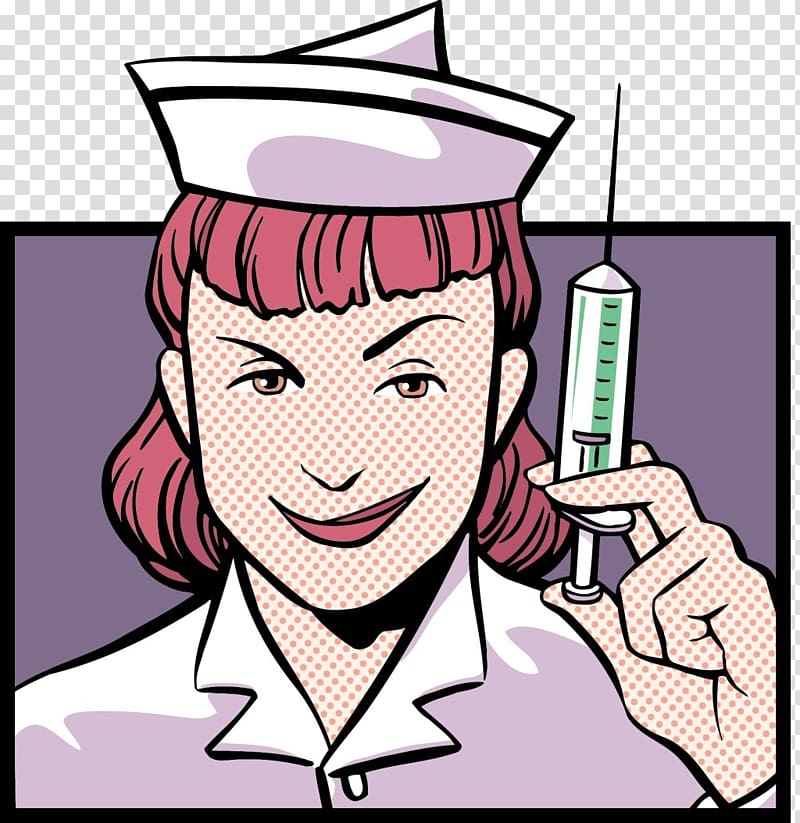 Nursing Injection illustration , Evil nurse cartoon elements transparent background PNG clipart