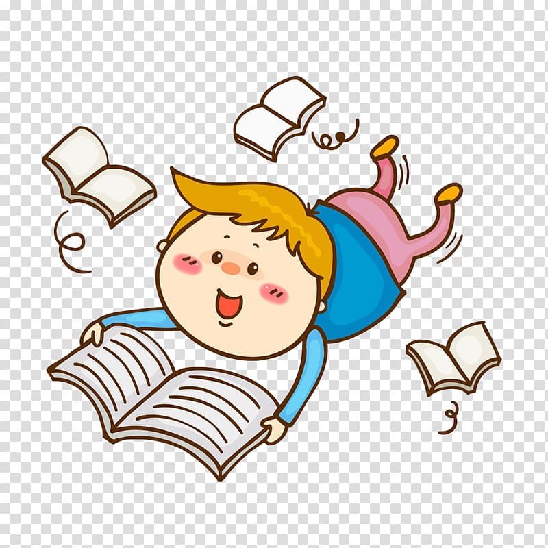 boy reading books illustration, Child Drawing , The children travel in the books transparent background PNG clipart