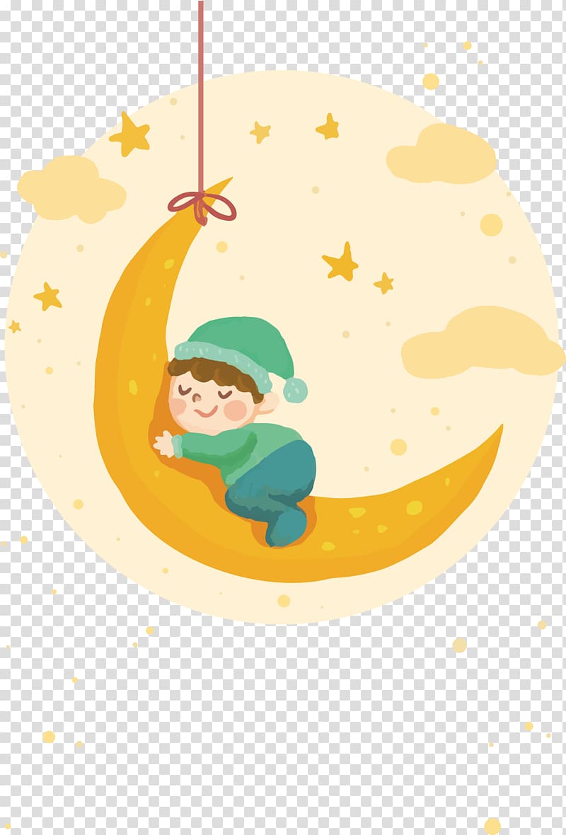 Infant Child Moon, Cartoon moon sleep transparent background PNG clipart