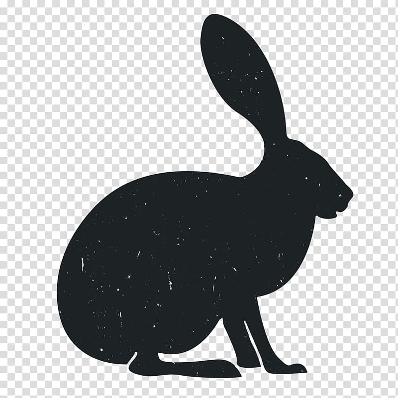 Domestic rabbit Hare Black and white, Animal Silhouettes transparent background PNG clipart