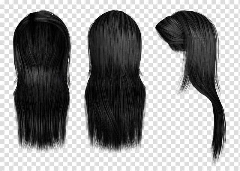 Hairstyle Black hair Long hair Wig, Hairdressing transparent background PNG clipart