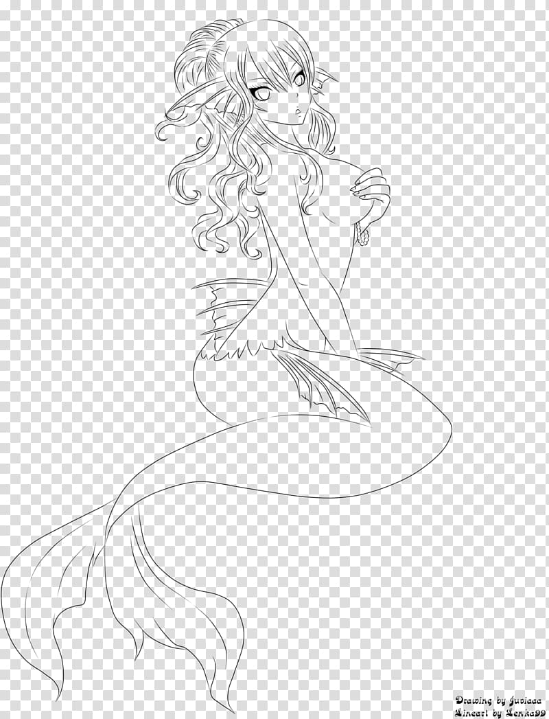 Line art Drawing Mermaid Sketch, mermaid tail transparent background PNG clipart