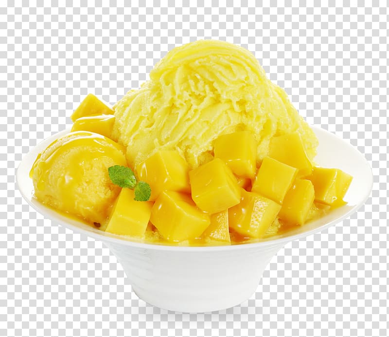 Ice cream Shaved ice Kakigōri Mango pudding Baobing, Coffe menu transparent background PNG clipart