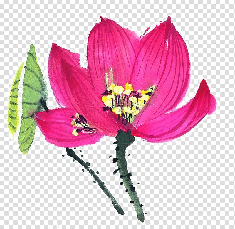 Nelumbo nucifera Ink wash painting Chinese painting, Ink lotus transparent background PNG clipart