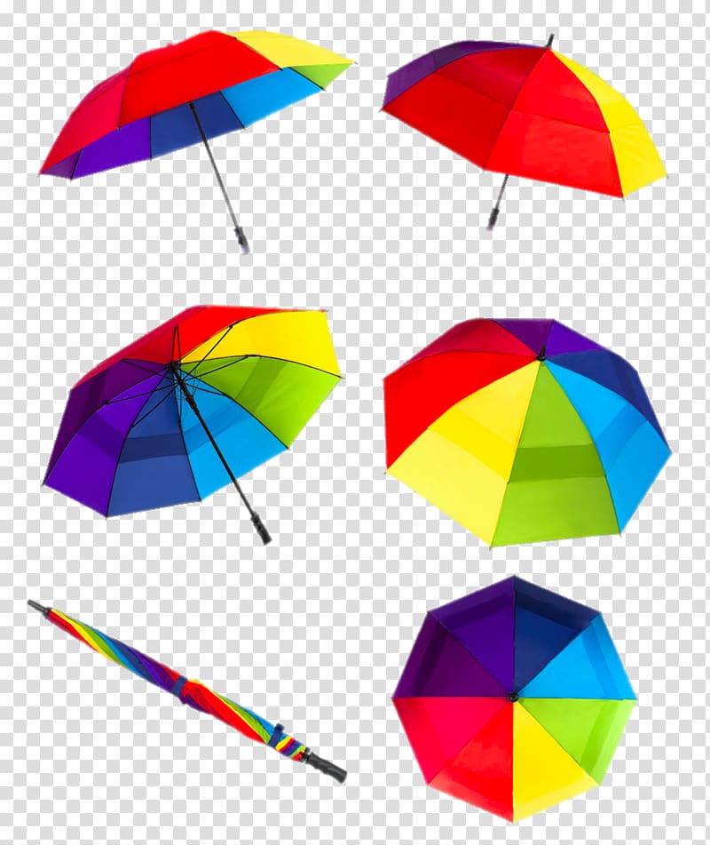 red, yellow, and blue striped umbrella illustration, Umbrella , Rainbow Umbrella transparent background PNG clipart