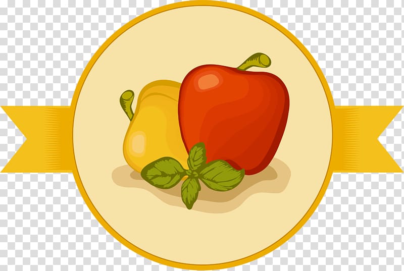 Bell pepper Apple Food, Yellow fresh apple badge transparent background PNG clipart