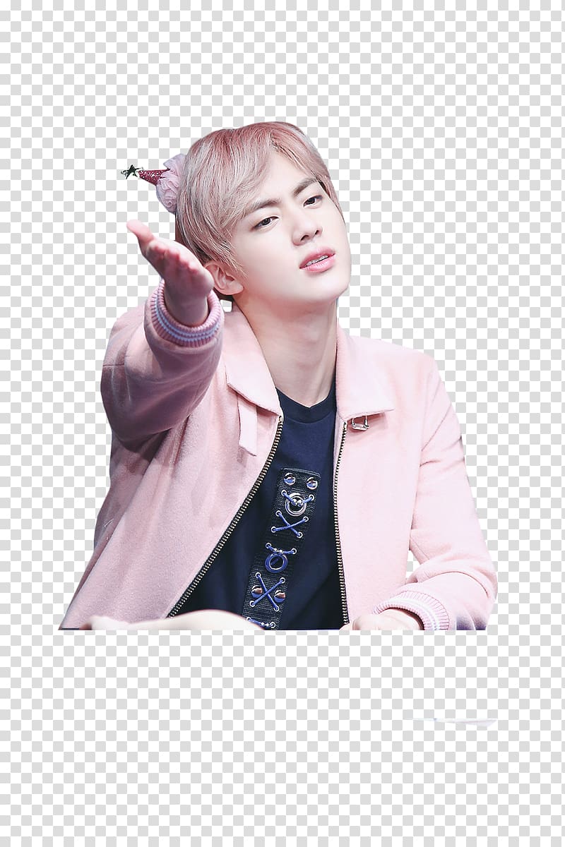 man wearing pink jacket while raising hand , Jin BTS K-pop Spring Day, Japanese ver. MIC Drop, bts transparent background PNG clipart