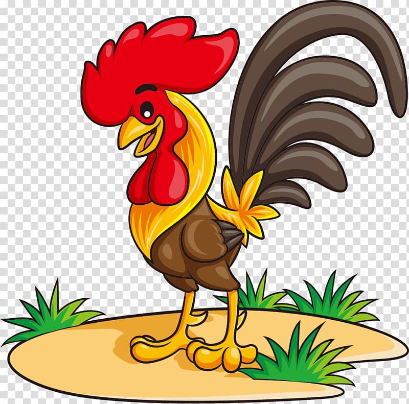 rooster illustration, Chicken Rooster Cartoon Illustration, cartoon chicken transparent background PNG clipart