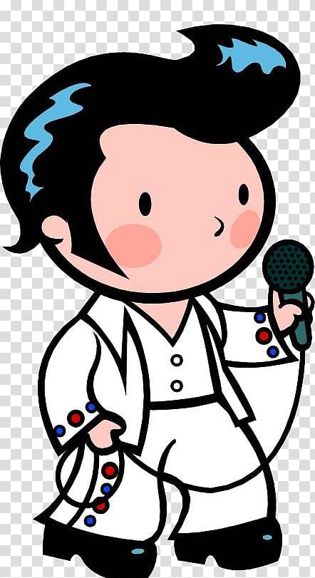 Elvis Presley , Cartoon , A little boy singing transparent background PNG clipart