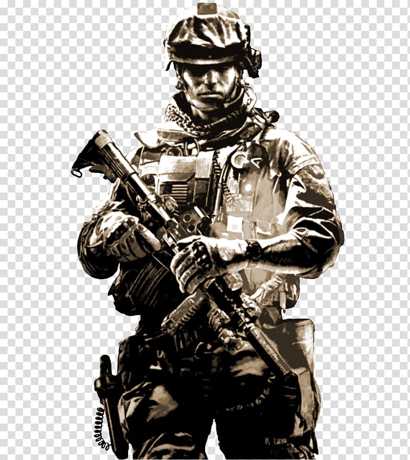 soldier holding rifle illustration, Battlefield 3 Battlefield: Bad Company 2 Call of Duty: Modern Warfare 3 Medal of Honor Video game, Military material transparent background PNG clipart
