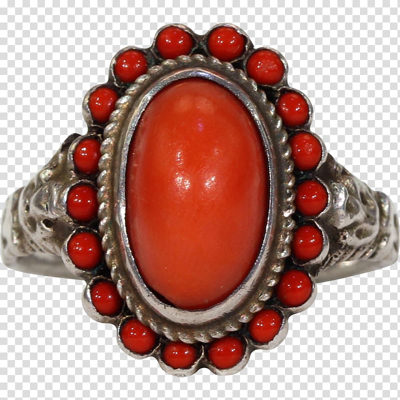 Turquoise Ring Jewellery Red Coral Estate jewelry, Coral stone transparent background PNG clipart