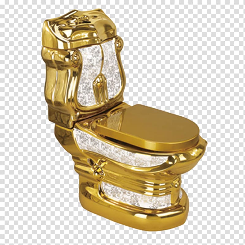 Toilet seat Gold plating Bathroom, Gold toilet transparent background PNG clipart