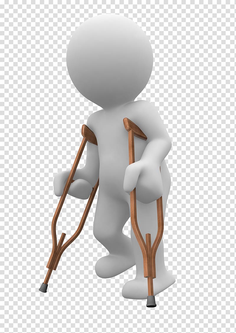 human illustration with auxiliary crutches, Traffic collision Pain management Personal injury Physician, 3d 3D silhouette,White people transparent background PNG clipart