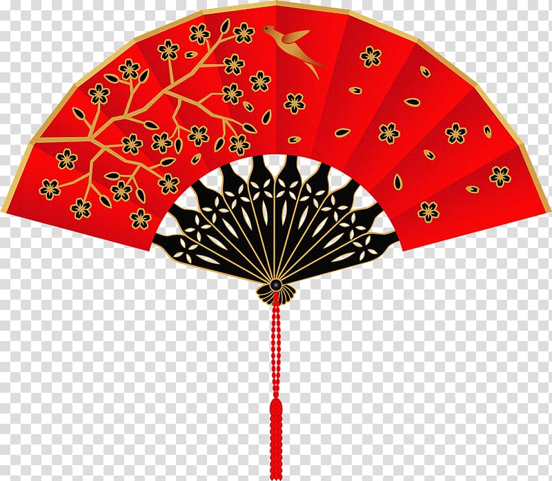 Chinese New Year Hand fan, Chinese New Year transparent background PNG clipart