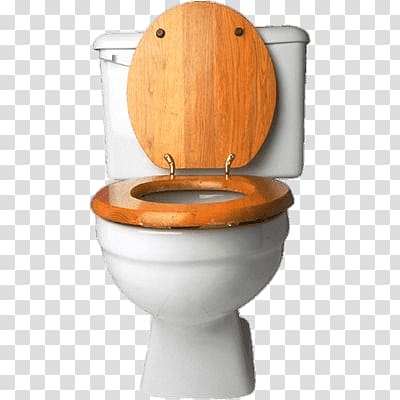 white ceramic toilet bowl with wooden cover, Toilet With Wooden Seat transparent background PNG clipart