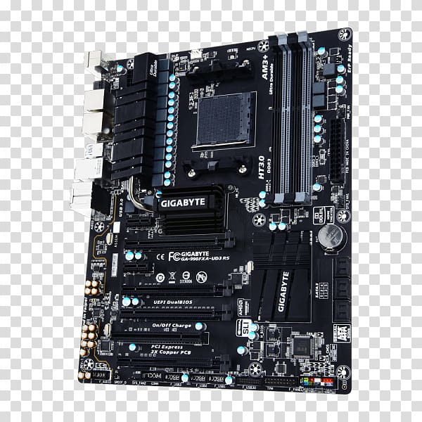 GIGABYTE GA-990FXA-UD3 Socket AM3+ AMD 900 chipset series Gigabyte Technology, Socket AM3 transparent background PNG clipart