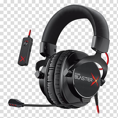 Creative Technology Creative Sound BlasterX H7 Sound BlasterX Gaming headset 3.5 mm jack Corded Creative Sound BlasterX H5, Mikrofon gold transparent background PNG clipart