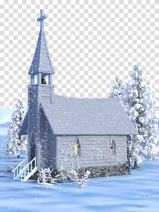 christmas church house snow transparent background PNG clipart