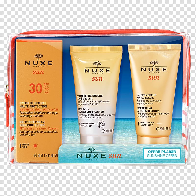 Sunscreen Lotion Nuxe Cosmetics Factor de protección solar, shampoo transparent background PNG clipart