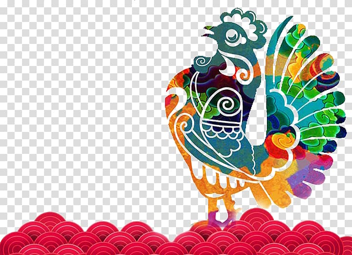 Chinese New Year Chinese zodiac Rooster, 2017 Year of the Rooster Chinese New Year material transparent background PNG clipart