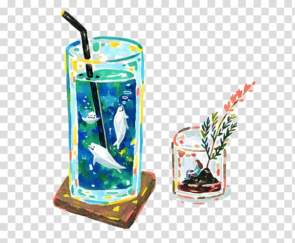 Glass Deep sea fish Cartoon, Cartoon glass transparent background PNG clipart