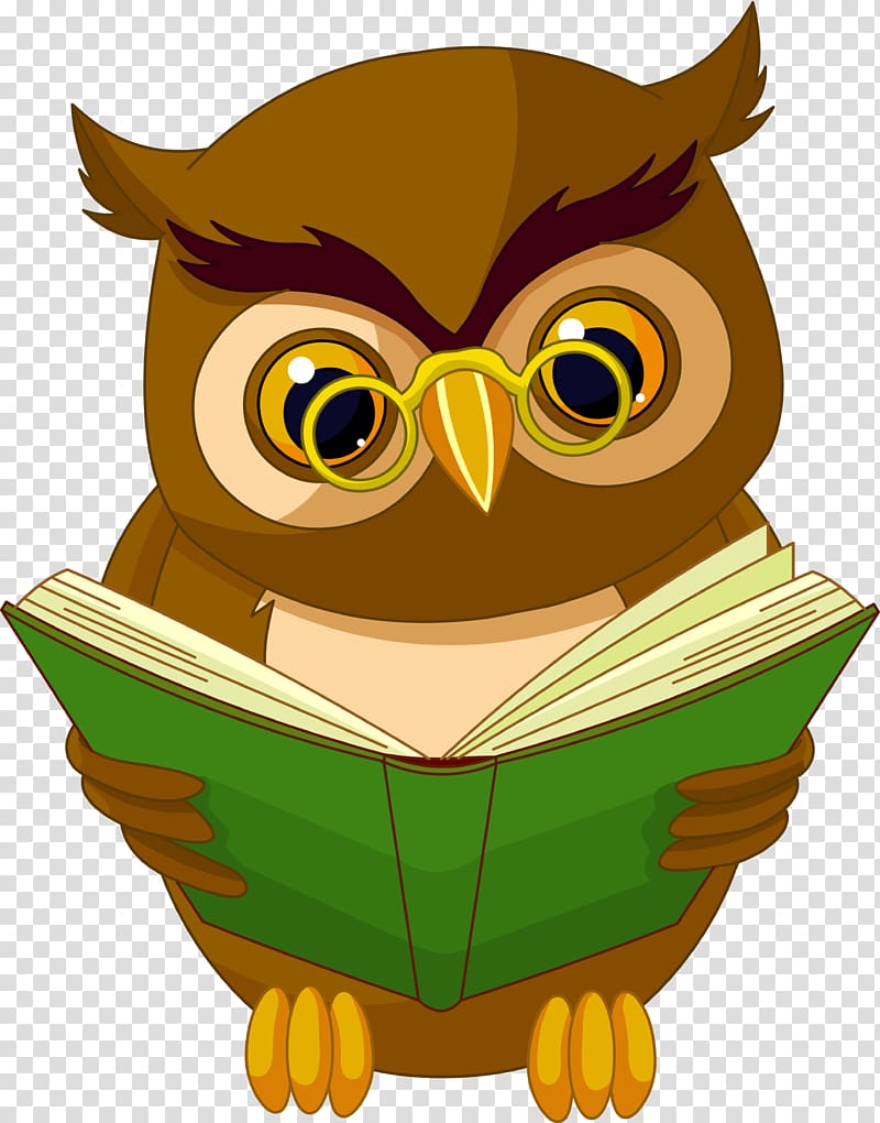 baby owl reading a book
