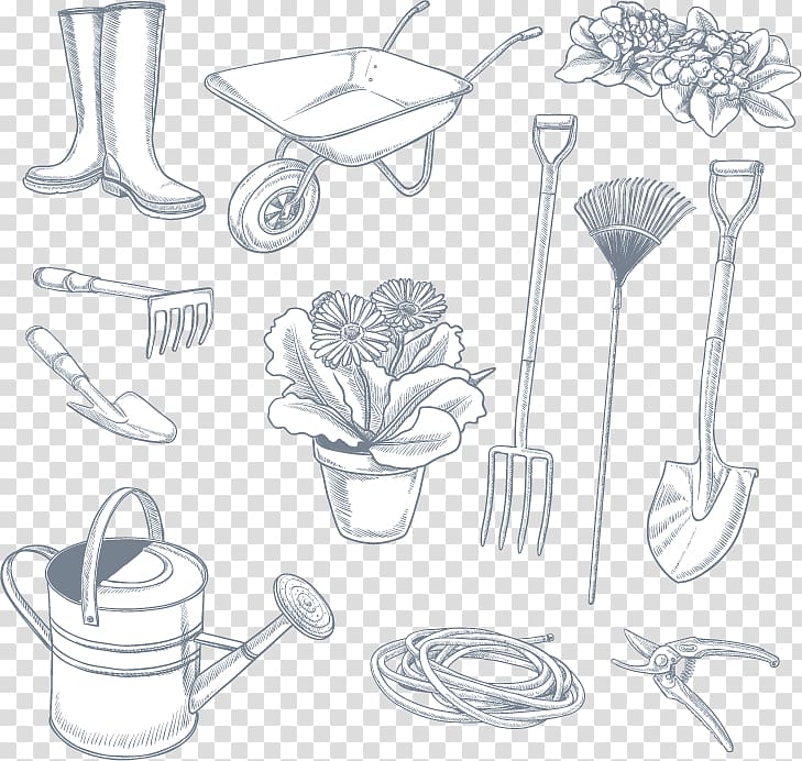 Hand tool Garden tool Euclidean , Hand-painted gardening tools transparent background PNG clipart