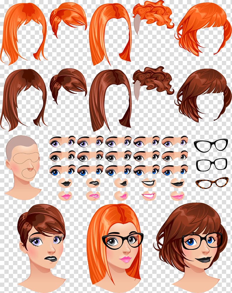 Euclidean Hairstyle, People face dress material transparent background PNG clipart