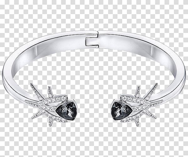 Earring Swarovski AG Bangle Bracelet Jewellery, Swarovski jewelry black crystal bracelet transparent background PNG clipart