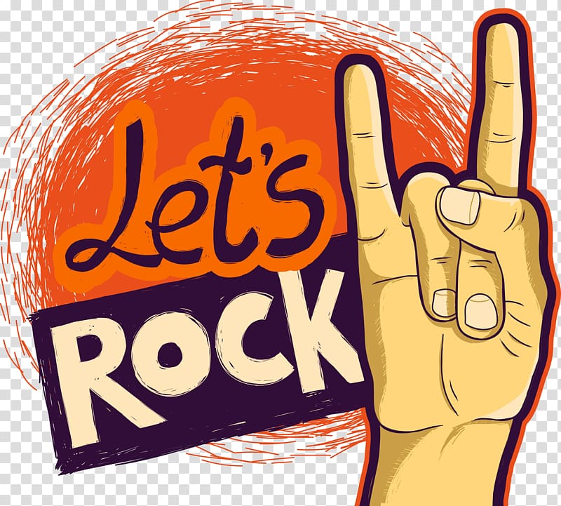Let's Rock illustration, Rock music Poster Sign of the horns Illustration, Rock spectrum style illustration transparent background PNG clipart