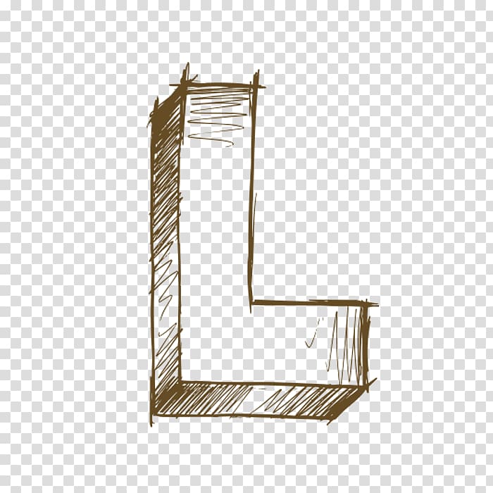 black L shape illustration, Letter À, Hand painted letters L transparent background PNG clipart