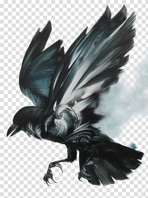 black and white raven , Black Birds transparent background PNG clipart