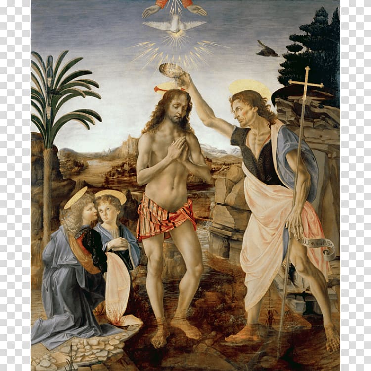 The Baptism of Christ Uffizi Tobias and the Angel Renaissance Painting, painting transparent background PNG clipart